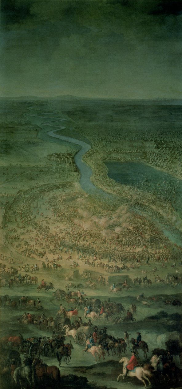 A Batalha de Senta, 11 de setembro de 1697 em que as tropas imperiais do Império Austríaco sob Eugene de Savoy (1663-1736) derrotaram o exército turco de Austrian School