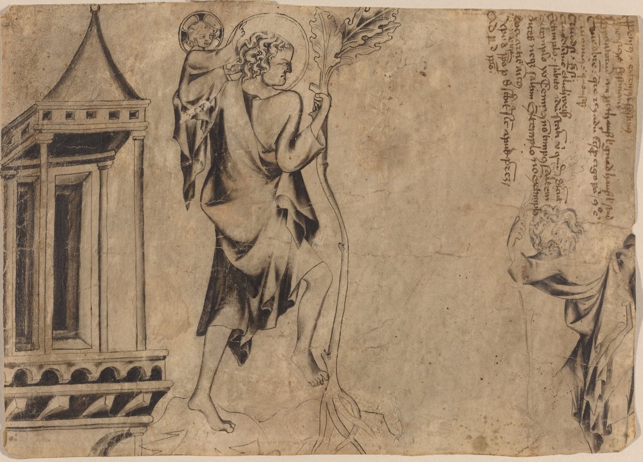 Uma edícula com dois estudos de São Cristóvão de Austrian 14th Century
