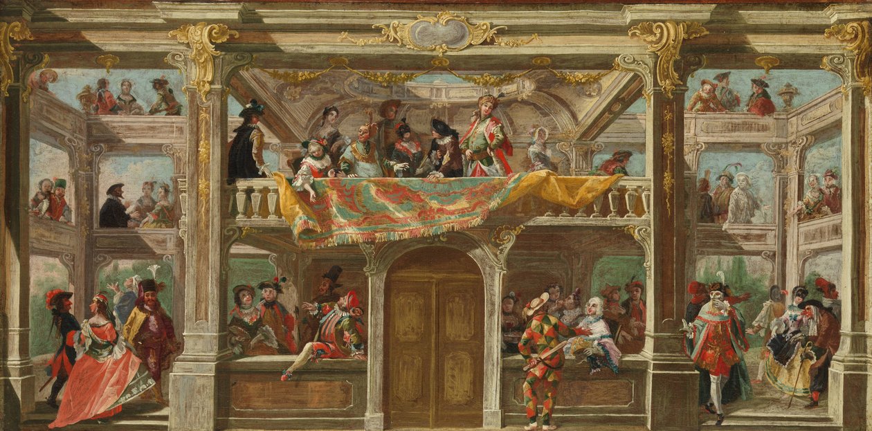 Uma bola mascarada na Boêmia, c.1748 de Austrian School
