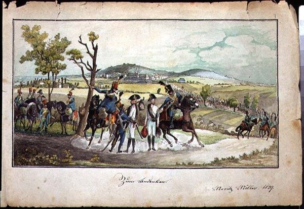 Uma Procissão de Soldados Hapsburg em Paisagem de Austrian School