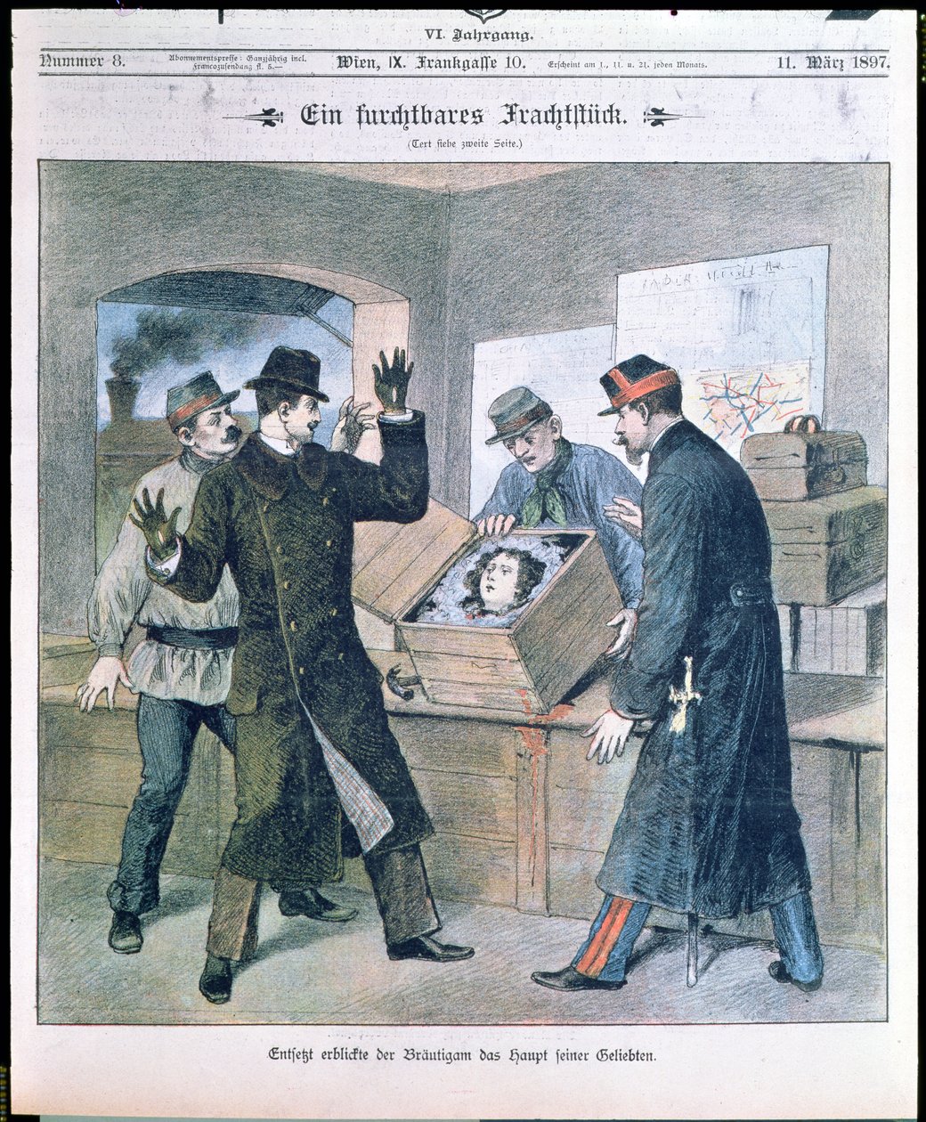 A Terrible Cargo, primeira página do Illustrierte Zeitung, março de 1897 de Austrian School