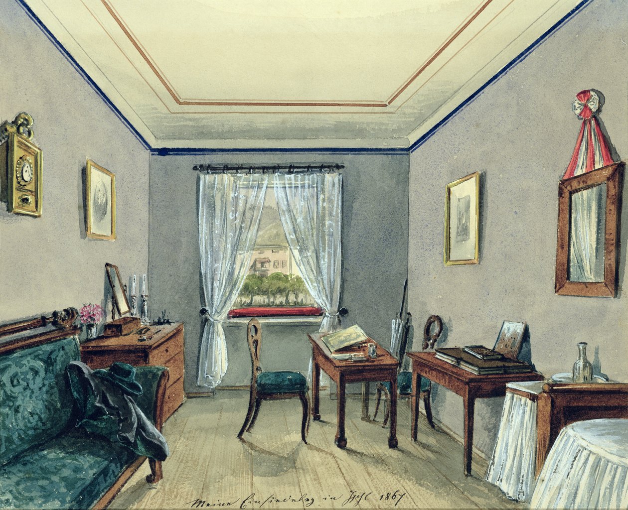 Artistas Studio em Bad Ischl, 1867 (wc no papel) de Austrian School