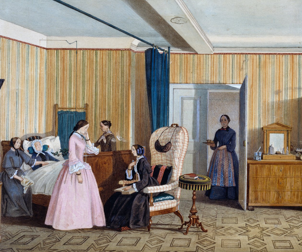 Quarto estilo Biedermeier, aguarela, Áustria de Austrian School