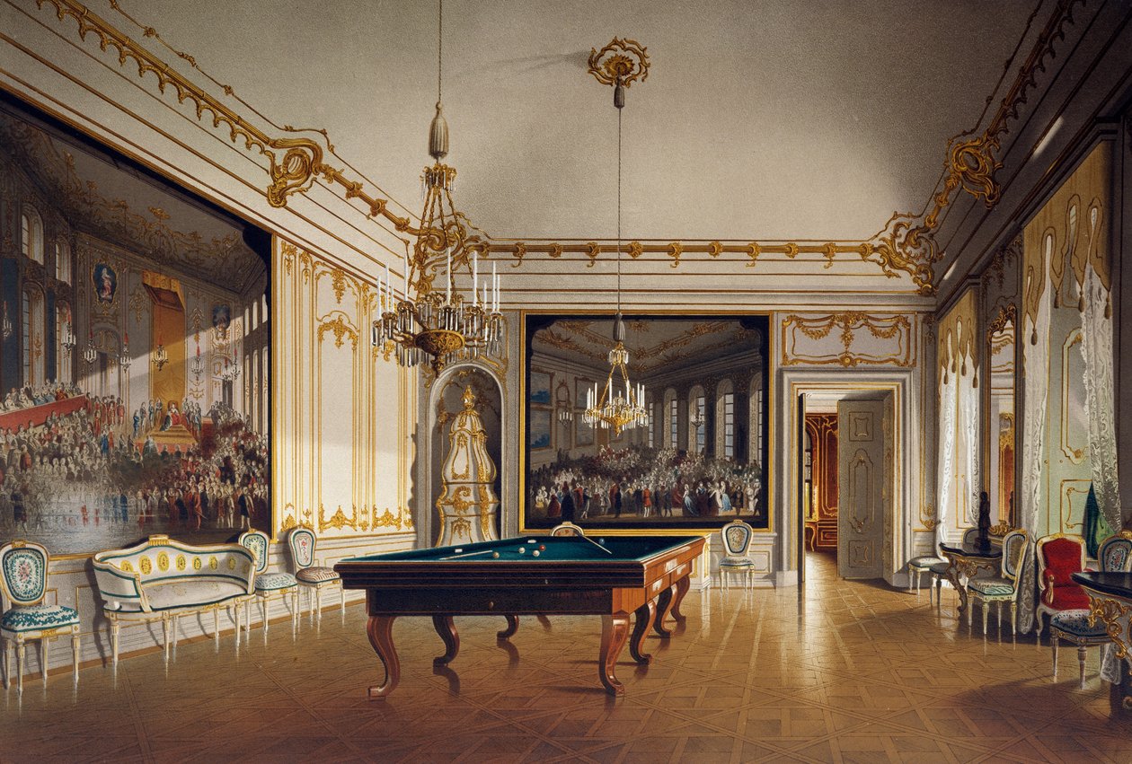 Sala de bilhar nos Apartamentos Imperiais, Palácio Schoenbrunn (Património Mundial da UNESCO) de Austrian School