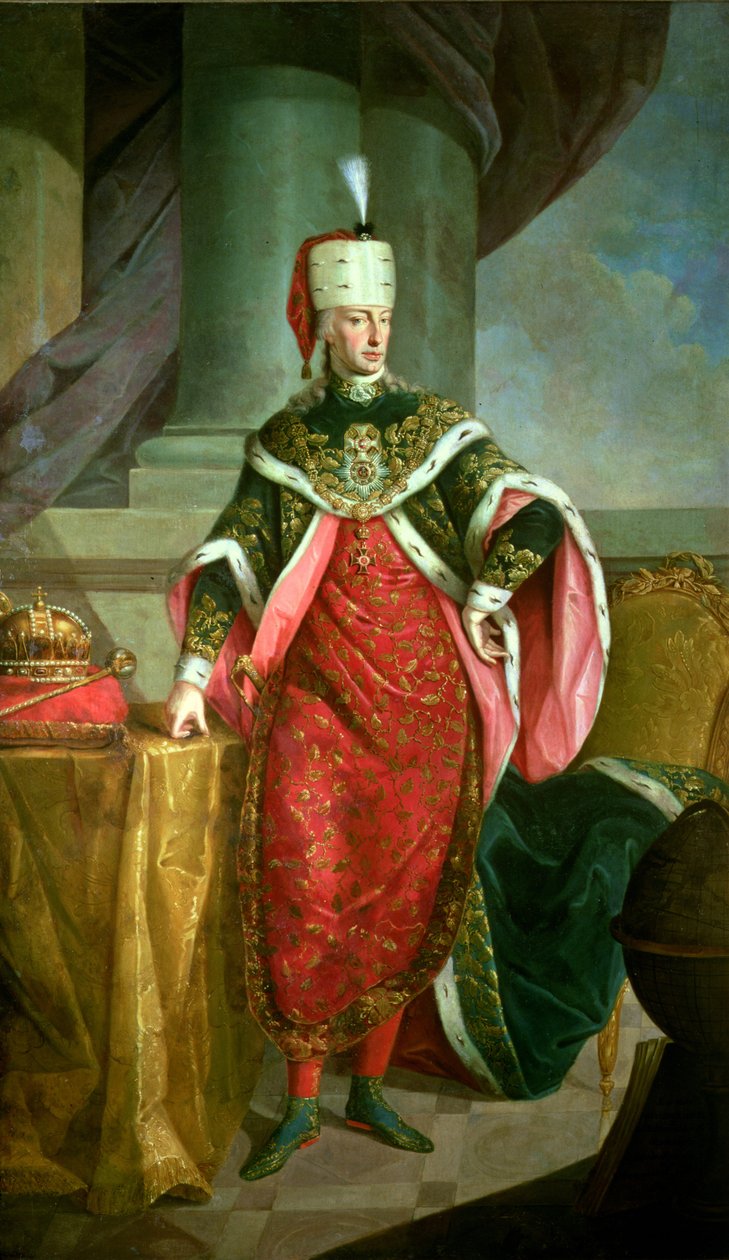 Imperador Francisco I (1708-65) Sacro Imperador Romano, usando as vestes oficiais da Ordem de St. Stephan de Austrian School