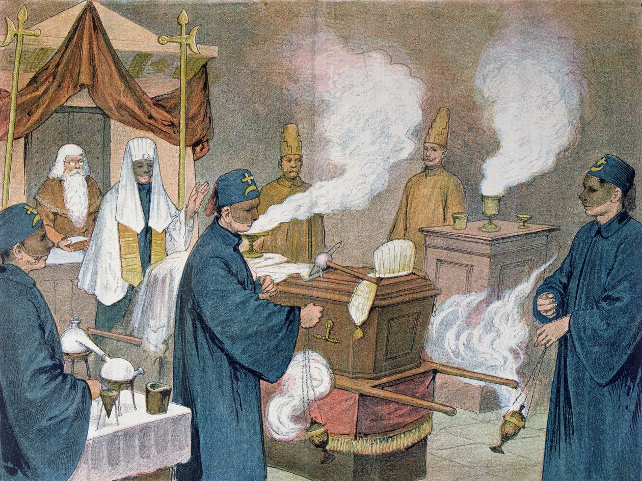 Funeral em uma loja maçônica na Áustria, 1897 de Austrian School