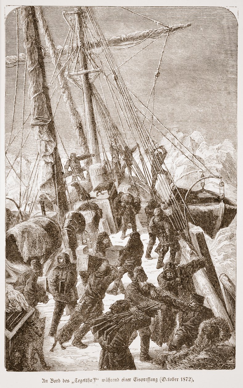 A bordo do Tegetthof durante uma tempestade de gelo, outubro de 1872, 1876 de Austrian School