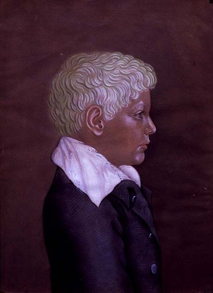 Retrato de um Rapaz de Cabelo de Linho, c.1830 (aguarela sobre papel) de Austrian School