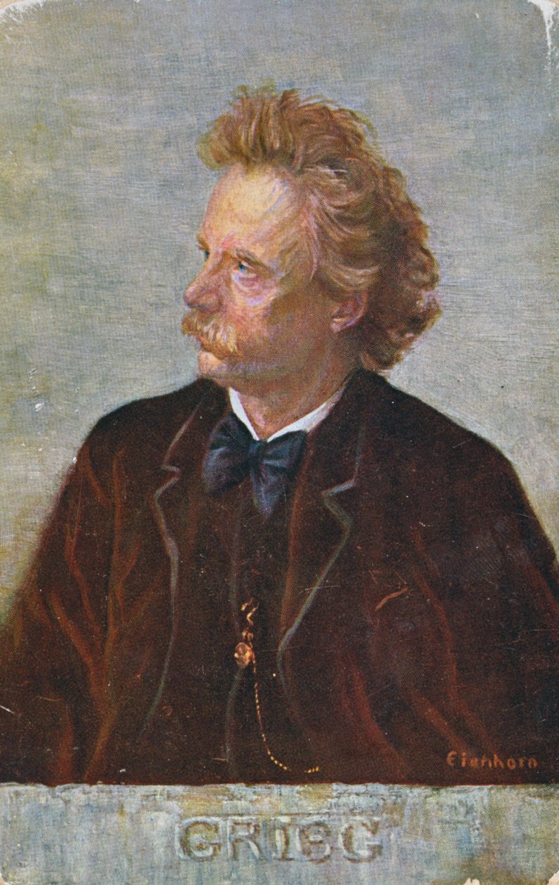 Postal retratando Edvard Hagerup Grieg (1843-1907) de Austrian School