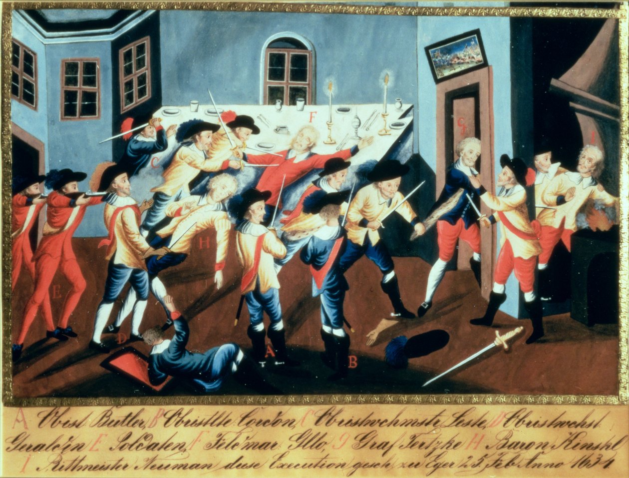A detenção de Albrecht von Wallenstein (1583-1634) em Eger por uma força de oficiais irlandeses e escoceses sob o comando do General Butler de Austrian School