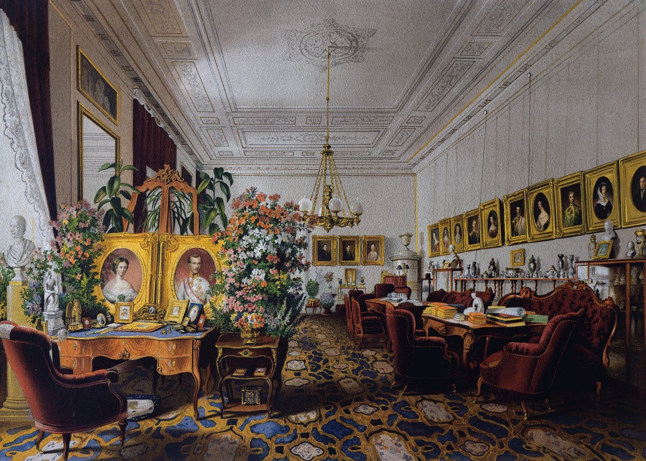 O salão da Arquiduquesa Sophia no Hofburg, em Viena, cerca de 1854, Áustria de Austrian School