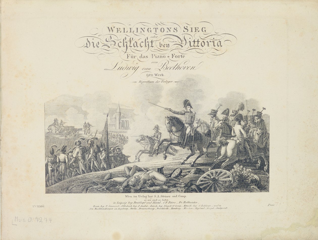 Página de título de Wellingtons Victory, op. 91, publicado pela SA Steiner & Comp., Viena de Austrian School
