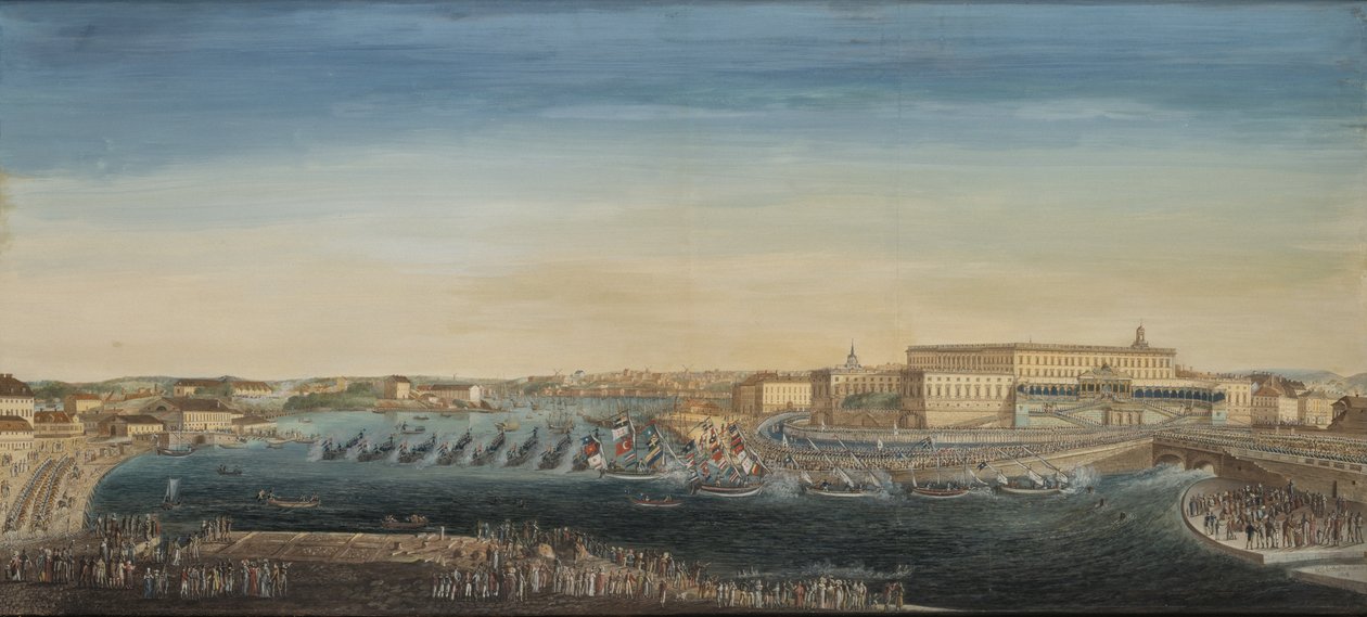 A Aclamação do Rei Carl XIV Johan da Suécia (1763-1844) 1818 (guache sobre tela) de Axel Frederick Cederholm