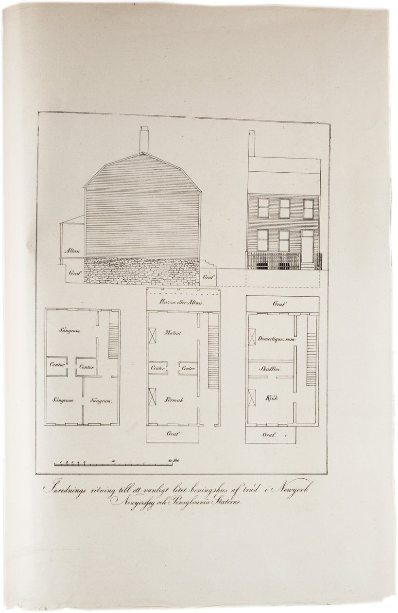 Projeto de uma típica residência de Nova York, a partir de um Atlas dos Estados Unidos, 1824 de Axel Leonhard Klinckowström