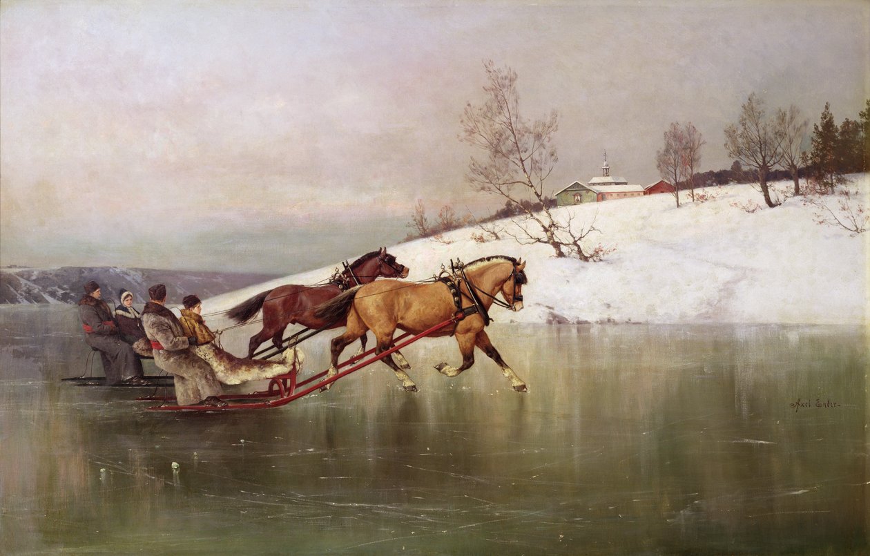 A Race (óleo sobre tela) de Axel Hjalmar Ender
