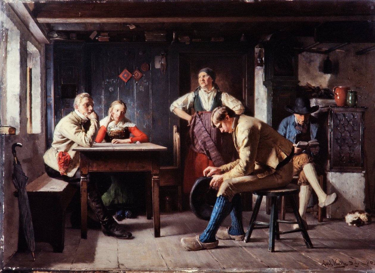 Proposta (The Rivals), c.1880 (óleo sobre tela) de Axel Kulle