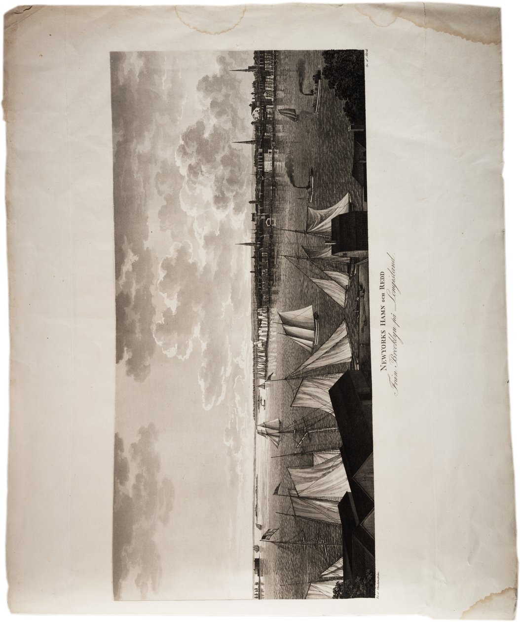 Porto de Nova York, do Brooklyn a Long Island, de um Atlas dos Estados Unidos, 1824 (aquatint) de Axel Leonhard Klinckowström