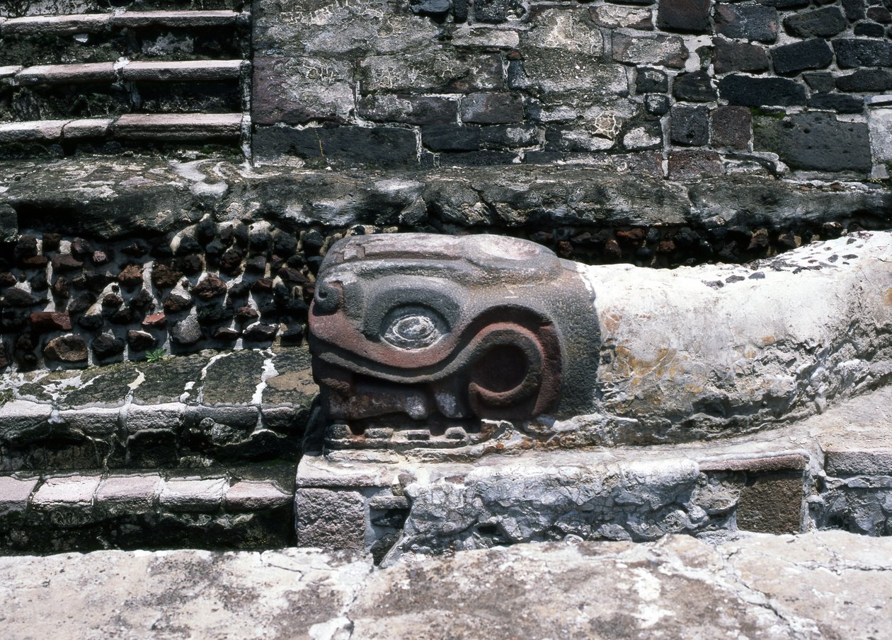 Cobra no Templo Mayor, período pós-clássico (pedra e estuque) de Aztec