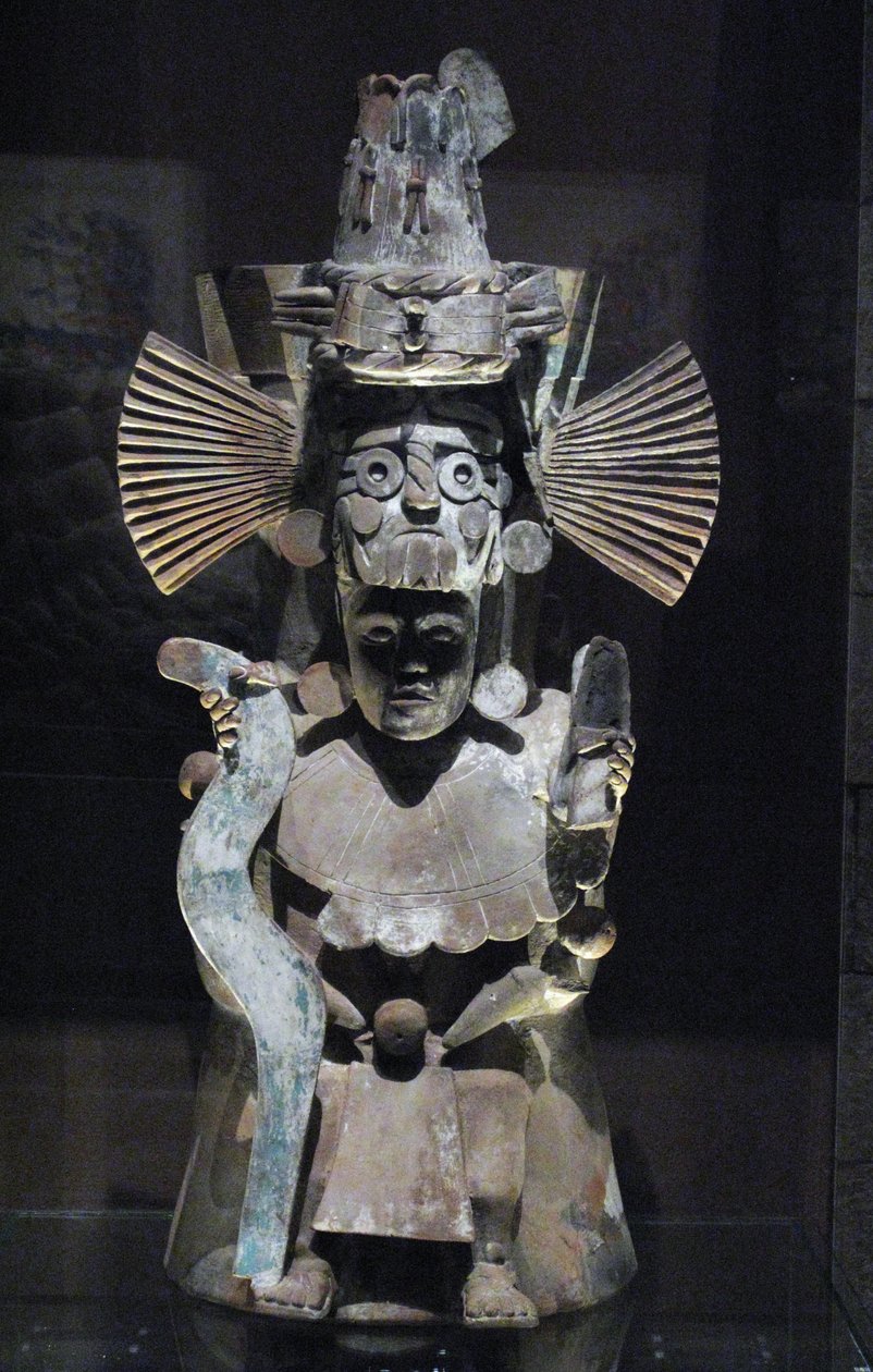 Queimador de incenso na forma do deus Tlaloc, Tlahuac, período pós-clássico tardio, c.1500 de Aztec