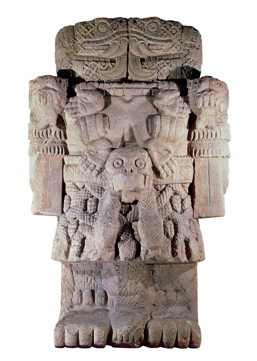 Civilização asteca: estátua de pedra da Deusa da Terra, Criação e Coatlicue da Morte (pedra) de Aztec Aztec