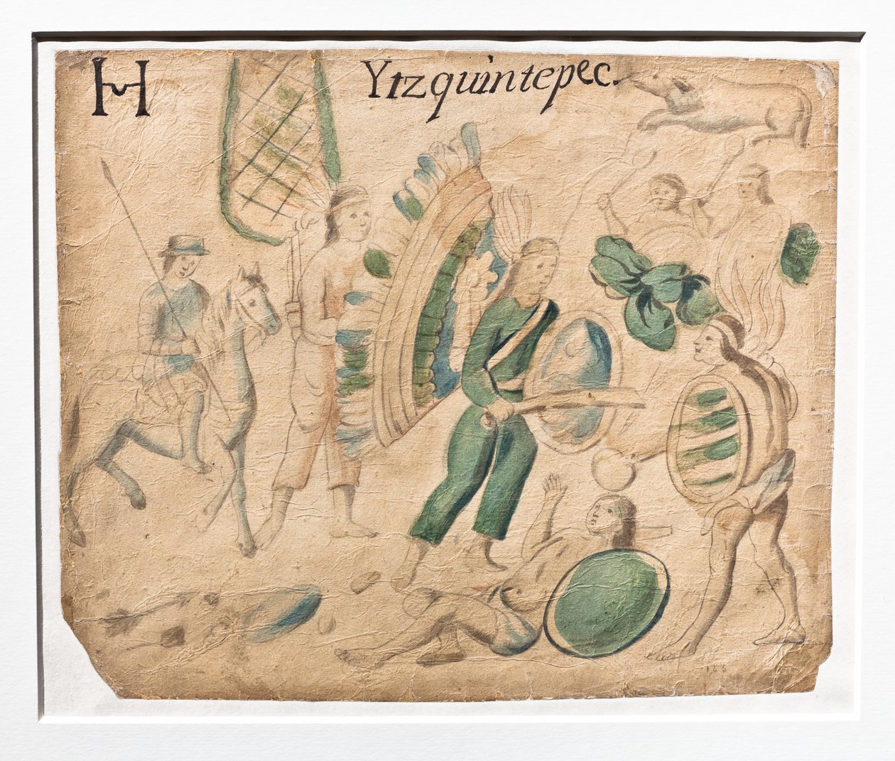 Codex Lienzo de Tlaxcala / Combate entre guerreiros (manuscrito) de Aztec Aztec