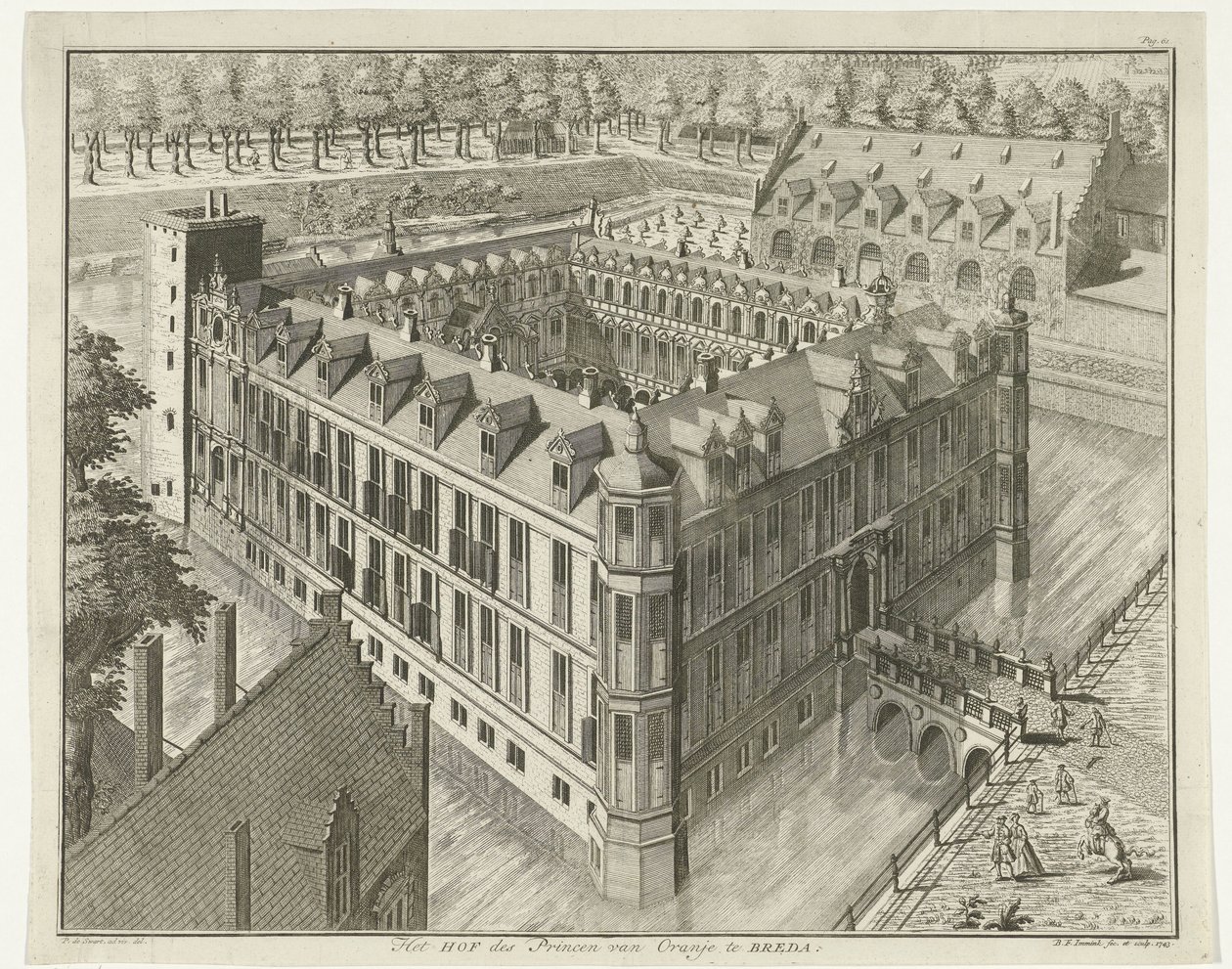 Castelo de Breda A Corte do Príncipe de Orange em Breda (título no objeto) de B.F. Immink