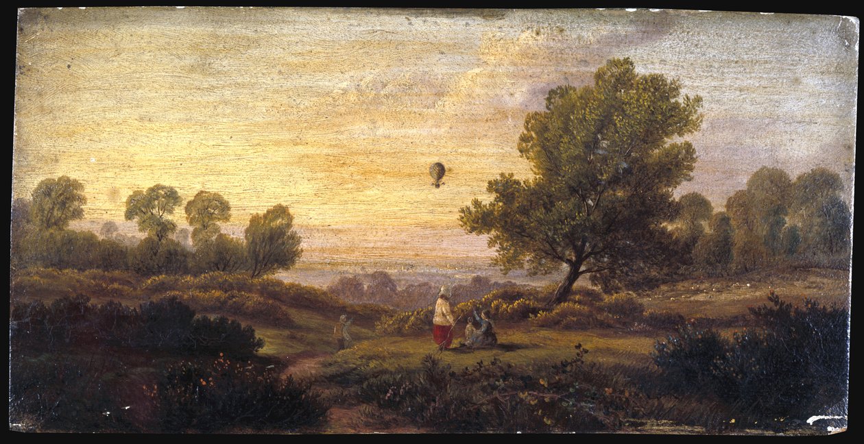 Balão sobre a floresta, c.1840 de B. Cook