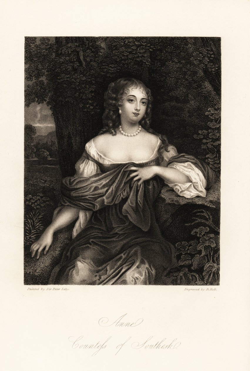 Retrato de Anne Carnegie, Condessa de Southesk, esposa de James Carnegie, anteriormente Lady Anne Hamilton, notória por seu caso com o Duque de York, c de B. Holl