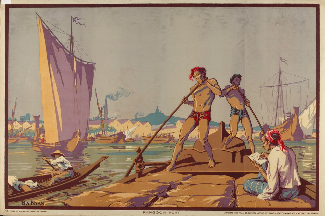 Porto de Rangoon, da série "Burma: Um país de ricos recursos de Ba Nyan