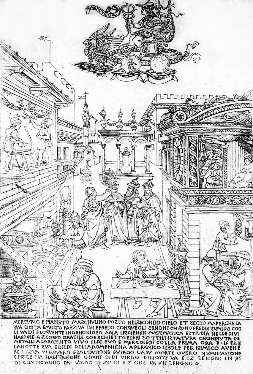 Mercúrio, c.1464 (gravura) de Baccio Baldini