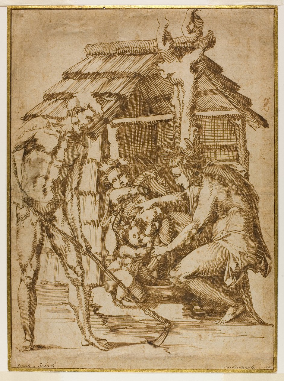 Primeira família antes de um abrigo de Baccio Bandinelli