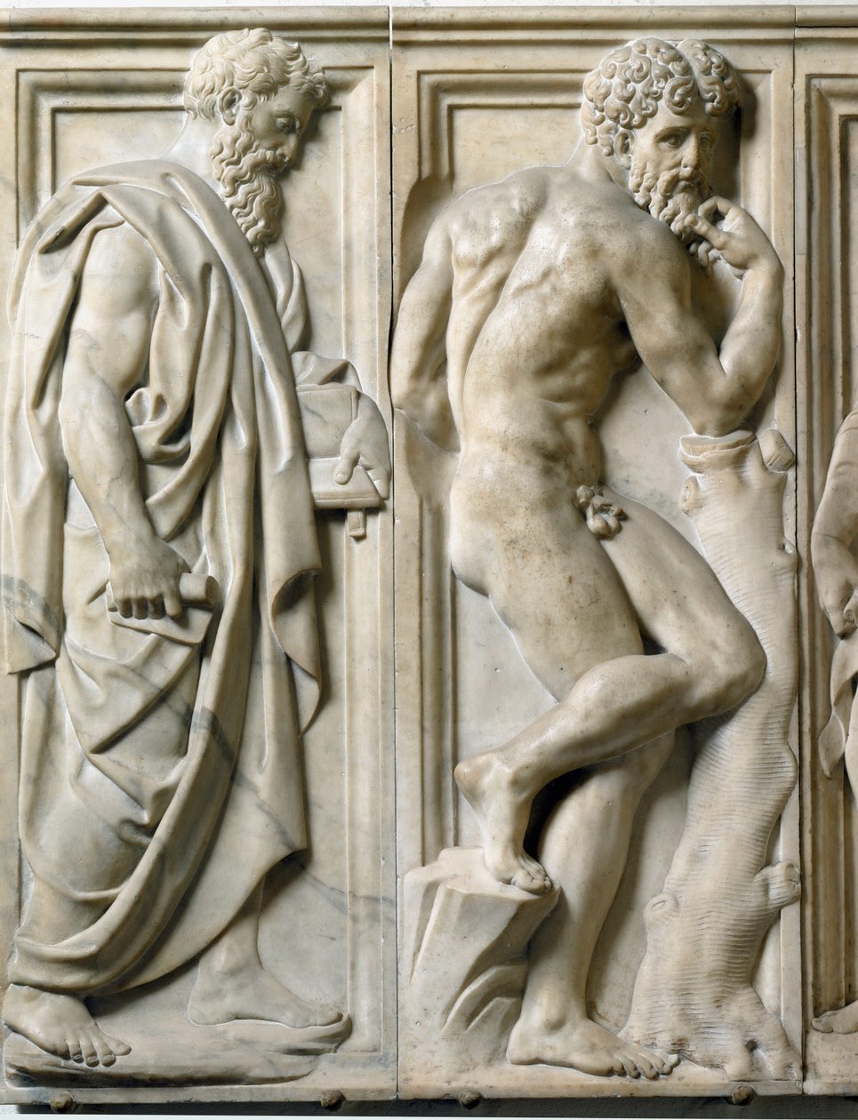 Profeta e Ignudo Relevo de mármore baixo de Baccio Bandinelli (1493-1560) de Baccio Bandinelli