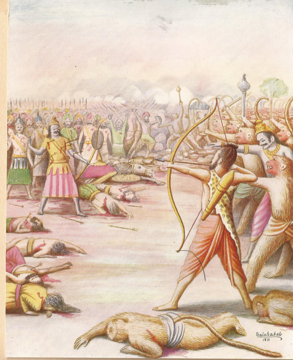 Matando a pintura de Indrajit de Balasaheb Pandit Pant Pratinidhi