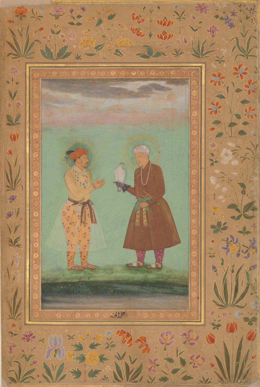Jahangir e seu pai, Akbar, Folio do álbum Shah Jahan, verso: ca. 1630 de Balchand