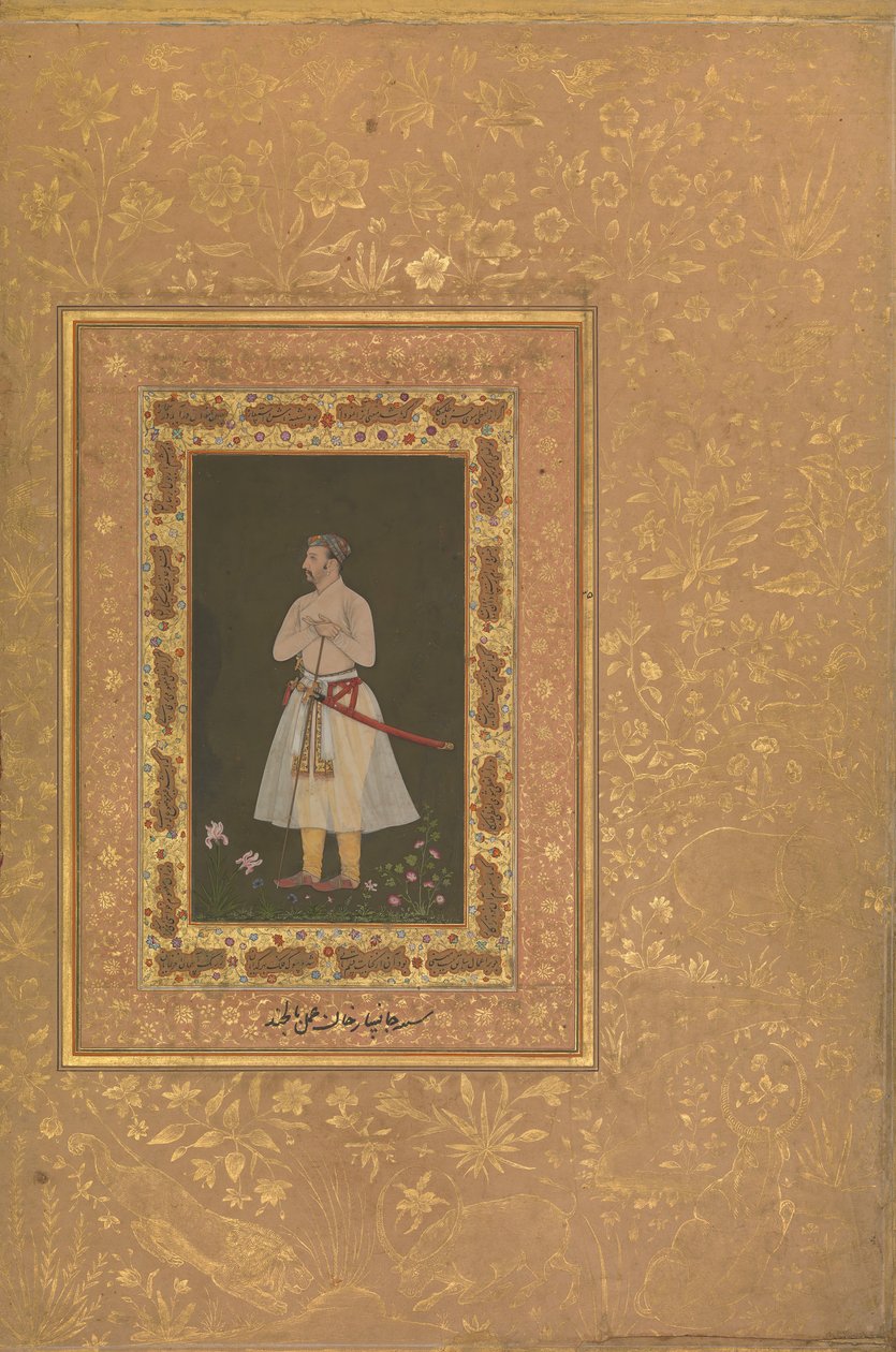 Retrato de Jahangir Beg, Jansipar Khan, Folio do álbum Shah Jahan, ca. 1627 de Balchand