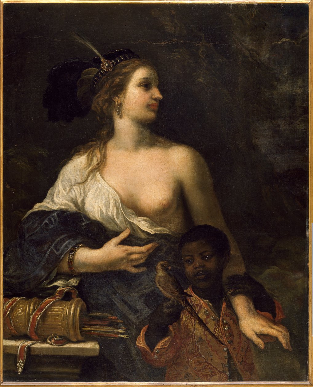 Mulher Turca com Garoto Negro, c.1650-1670 (óleo sobre tela) de Baldassare Franceschini