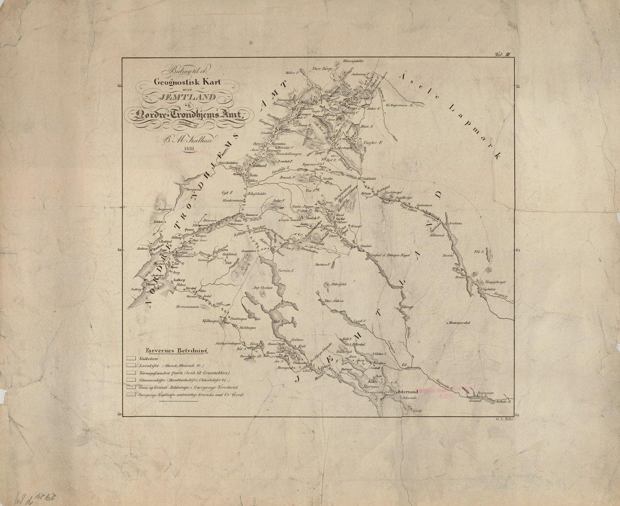 O mapa é publicado em (1831) e mostra Jemtland de Baltazar Mathias Keilhau