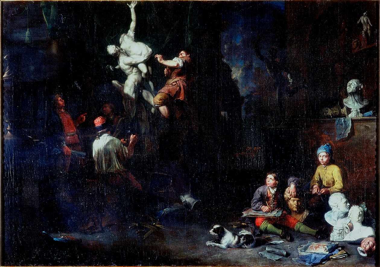 Um estúdio de escultor, 1706 de Balthasar van den Bossche