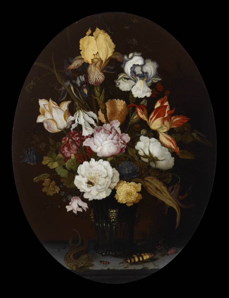 Ainda vida de flores em um vaso de vidro de Balthasar van der Ast