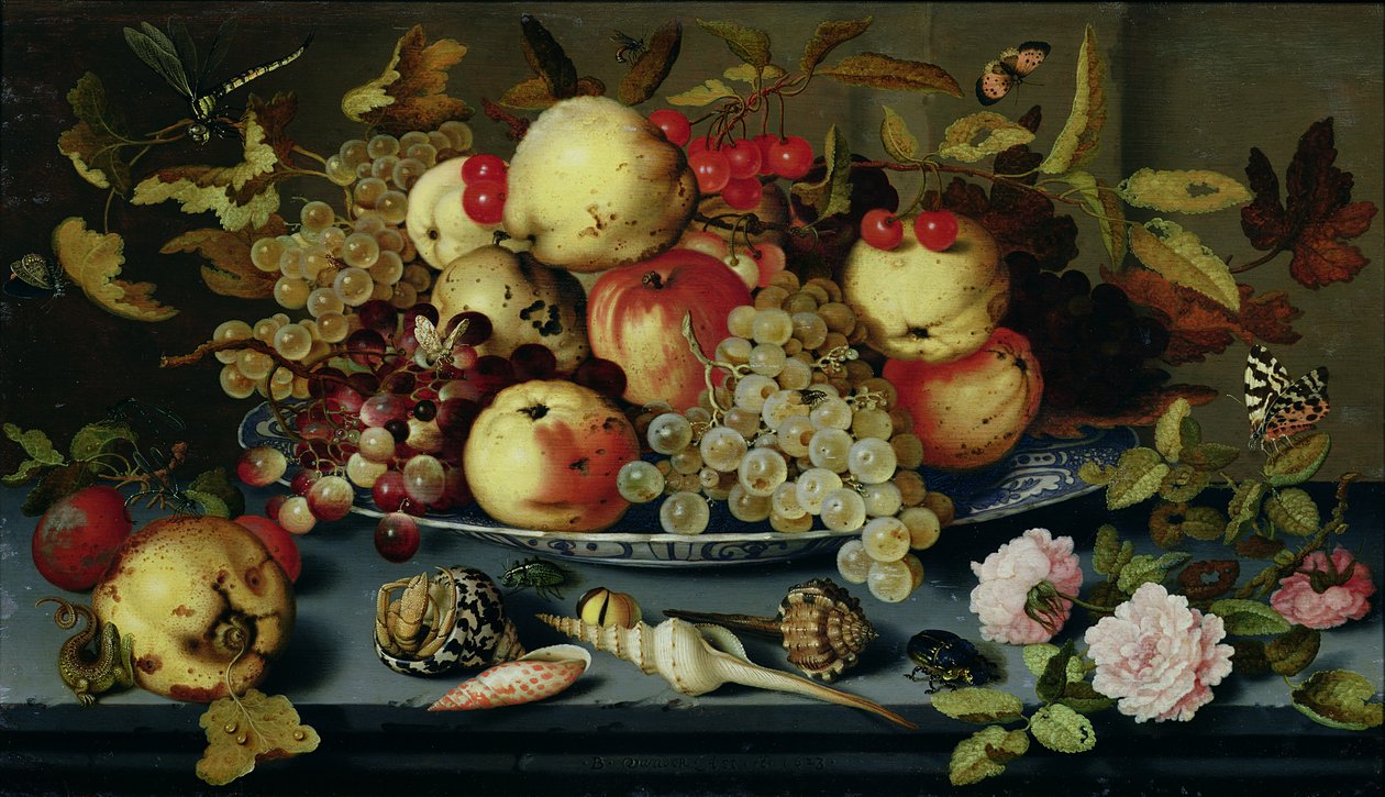 Ainda vida com frutas, flores e frutos do mar de Balthasar van der Ast