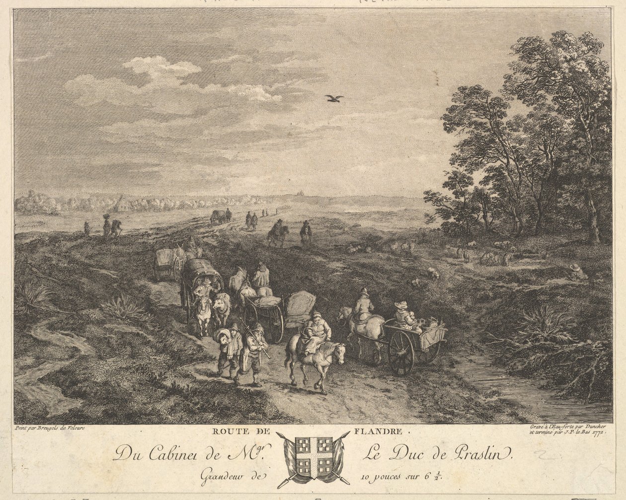 Flanders Road Route de Flandre depois de uma pintura na coleção do Duque de Praslin, 1772 de Balthasar Anton Dunker