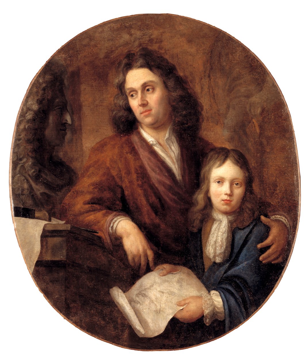 O escultor Willem Kerrickx e o seu filho Willem Ignatius de Balthasar Beschey