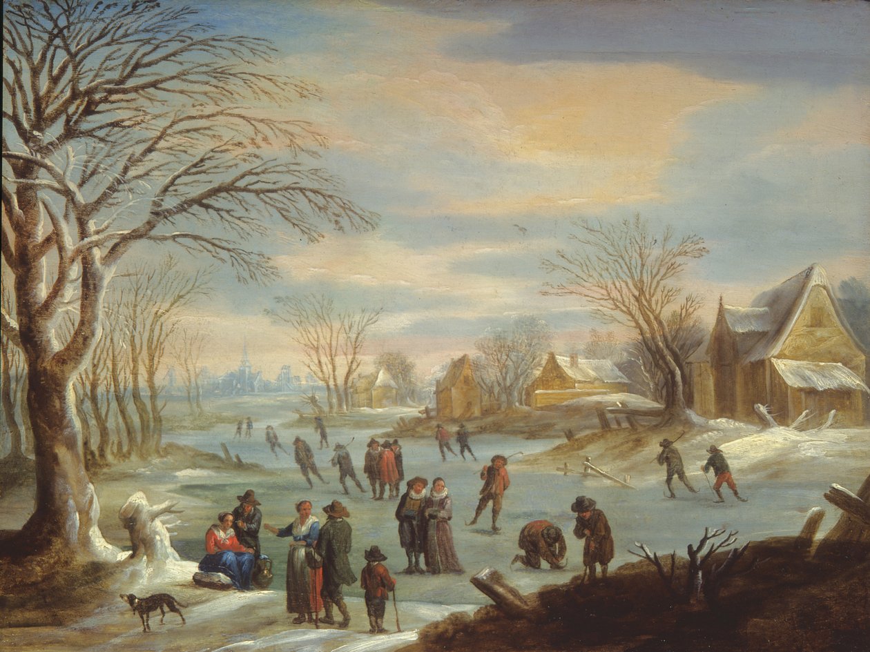 Paisagem de inverno com patinadores de Balthasar Beschey