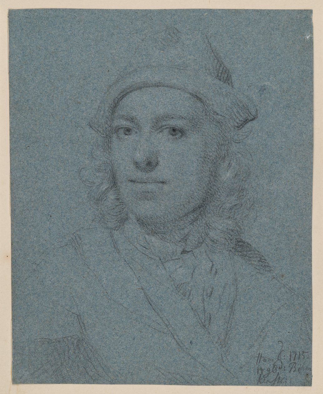 Retrato de busto de um jovem com boné, visto de frente de Balthasar Denner