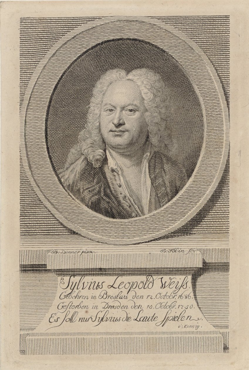 Retrato de Sylvius Leopold Weiss 1686-1750, 1750. de Balthasar Denner