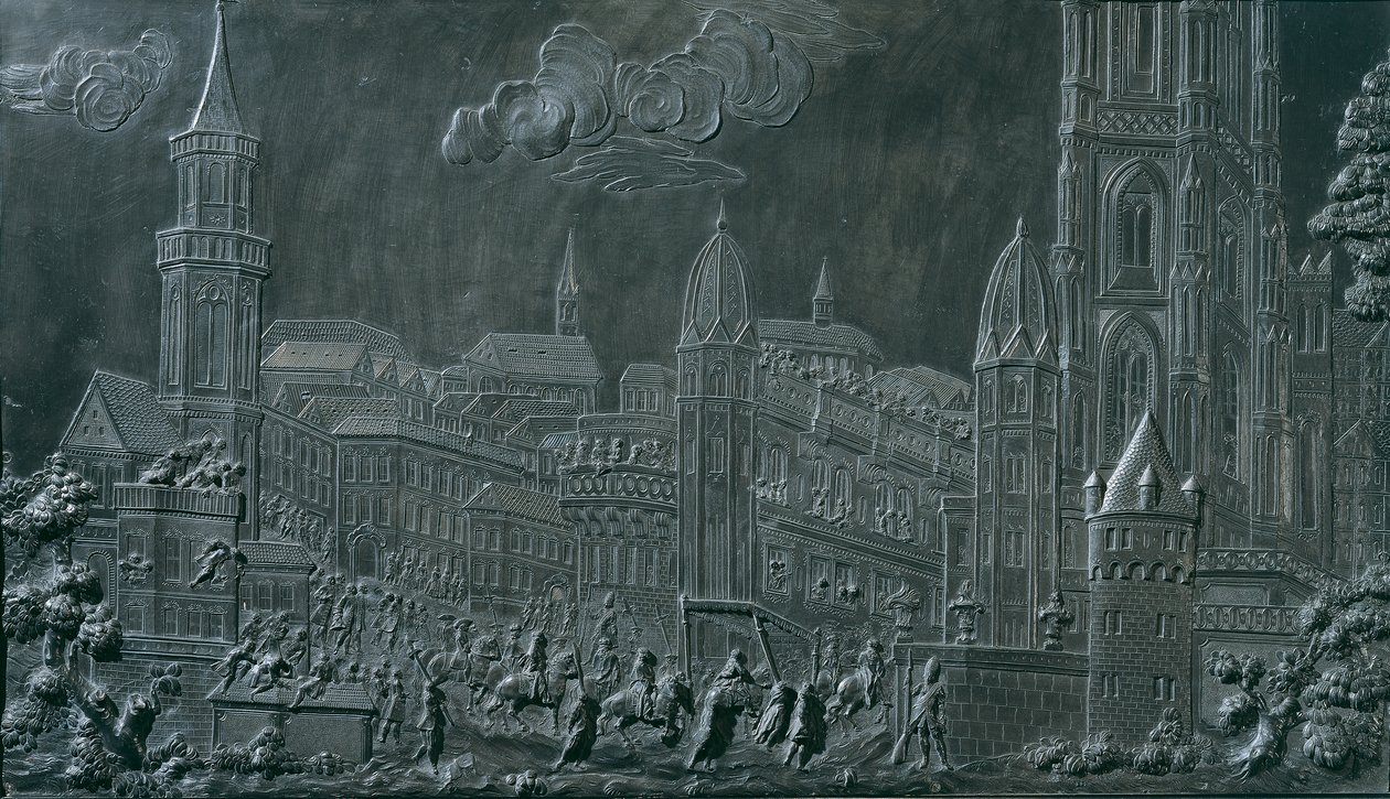 A Procissão de Coroação do Imperador Francisco I Estêvão de Lorena em Frankfurt am Main 10 de Outubro de 1745 de Balthasar Ferdinand Moll