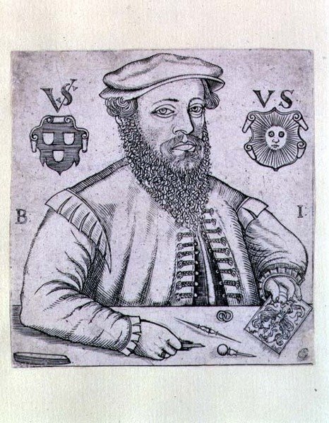 Retrato de Virgilius Solis (1514-62) Estamparia alemã de Balthasar Jenichen
