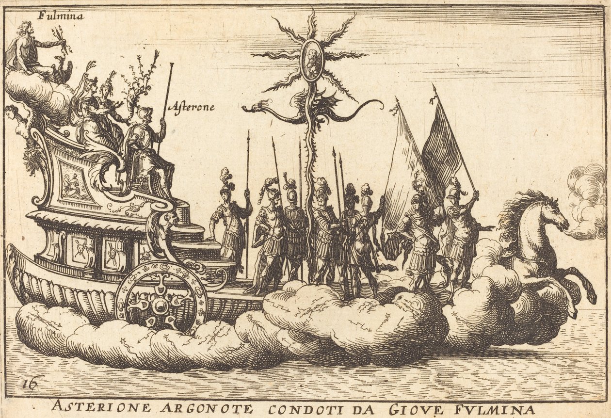 Argonote Asterion liderado por Júpiter Fulminates de Balthasar Moncornet after Remigio Cantagallina