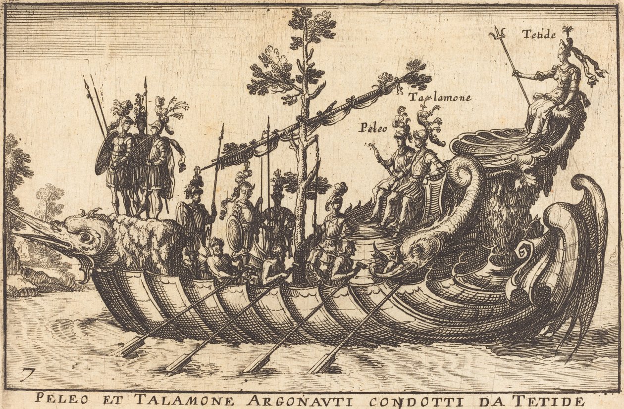 Argonautas de Peleu e Talamone liderados por Tétis de Balthasar Moncornet after Remigio Cantagallina