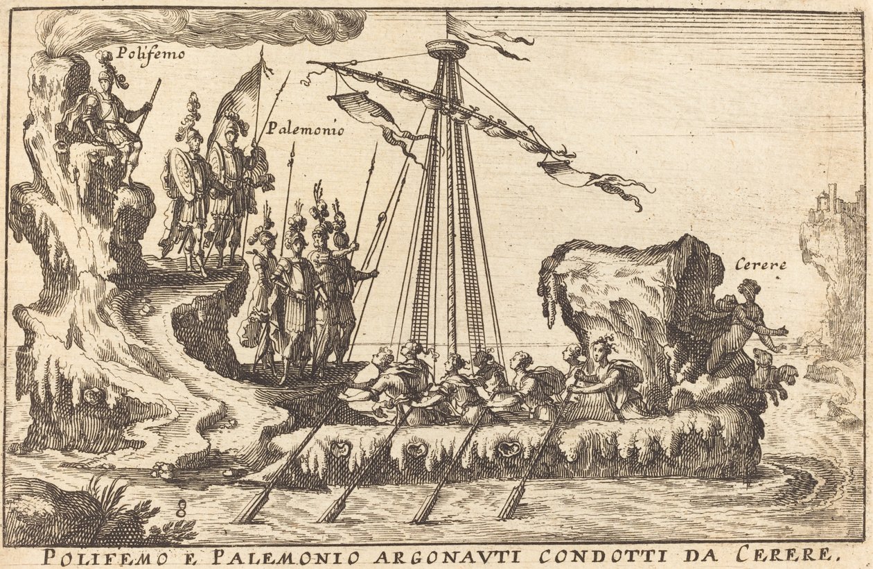 Polifemo e Palemonio Argonauti liderados por Ceres de Balthasar Moncornet after Remigio Cantagallina